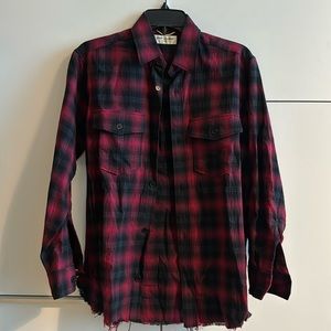Saint Laurent red plaid boyfriend shirt XS worn once